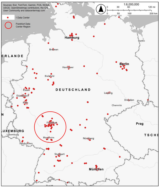 Data centers in Germany The map shows the location of data centers in Germany