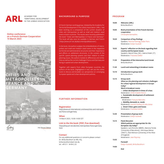 Flyer Online Conference Cities and Metropolises in France and Germany