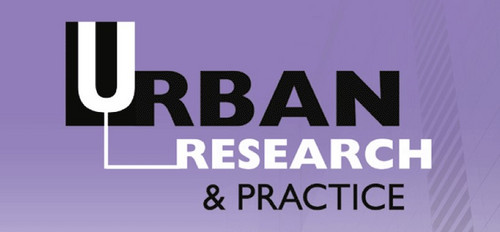 Cover, purple background and in front black and white the title Urban Research and Practice