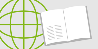 Icon of the globe with a opened book